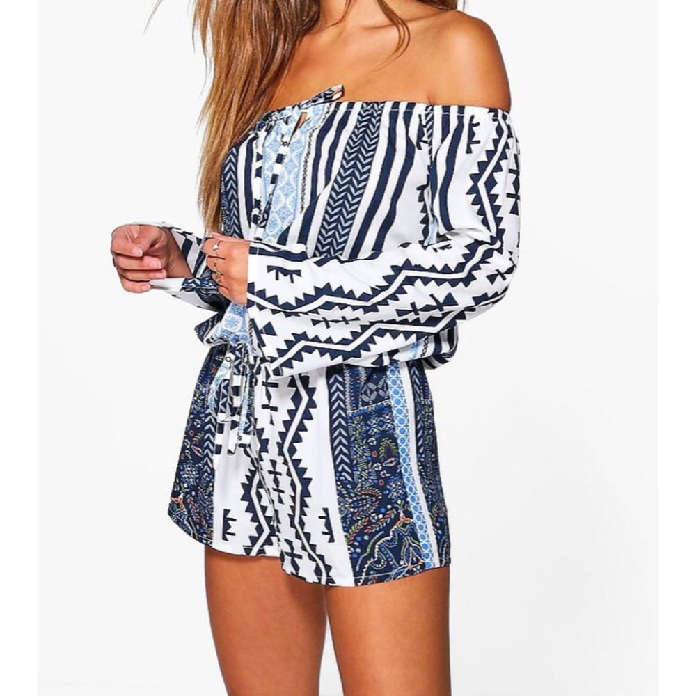 Blue and white Romper